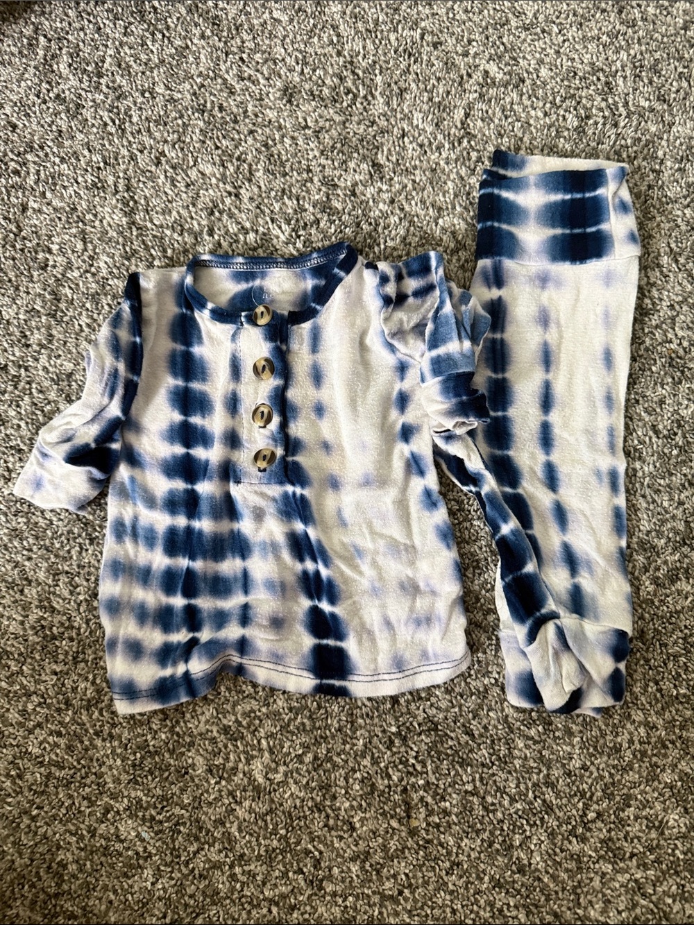 Lou Lou & Co Set Pants and Longsleeve Beckham Tie Dye Blue White Size 3-6M